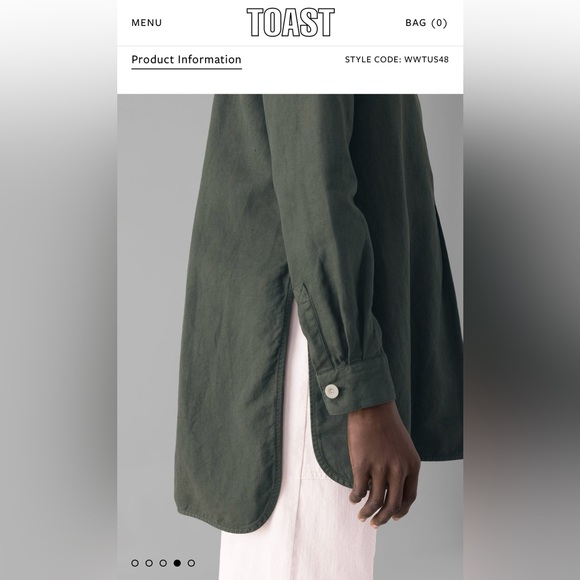 TOAST UK Elena Cotton Linen Tunic Shirt uk size 8/us 4 dark olive green khaki - Picture 2 of 10